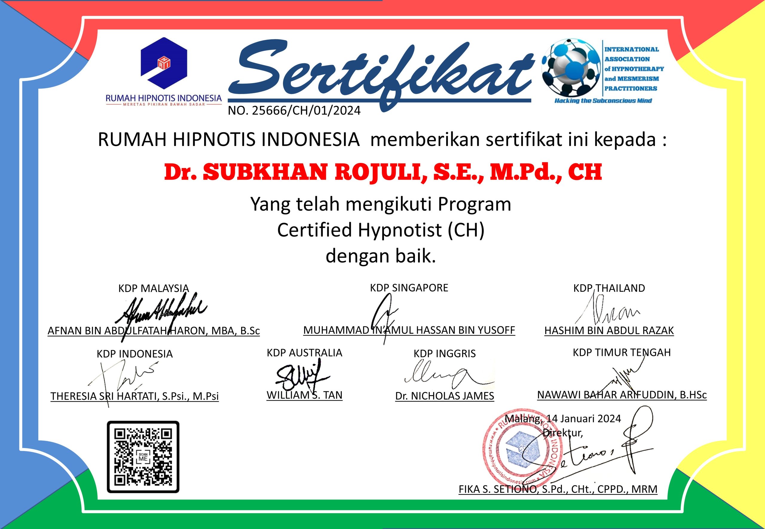 Dr. SUBKHAN ROJULI, S.E., M.Pd., CH